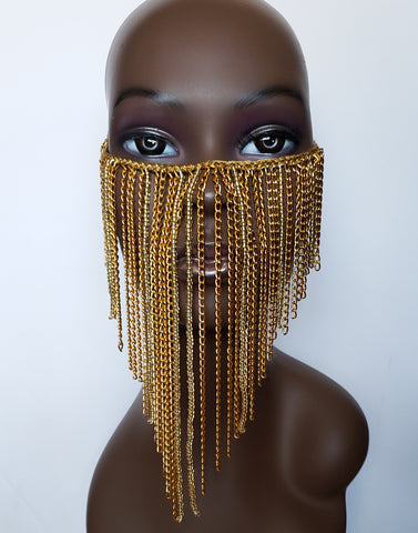 Paak: Gold Bead and Chain Face Mask Overlay