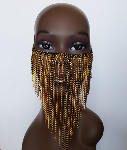 Saachee - Black Bead and Chain Face Mask Overlay