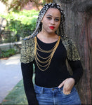 Zawadi: Black and Gold Bead and Chain Shoulder Jewelry