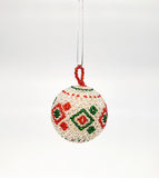 Ukhisimusi: Zulu Beaded Red Christmas Ball Ornament