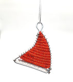 Ukhisimusi: Zulu Beaded Red Santa Claudia Hat Christmas Ornament