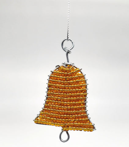 Ukhisimusi: Zulu Beaded Gold Christmas Bell Ornament