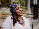 *Naturelle: African Print Red Blue Orange White Beret