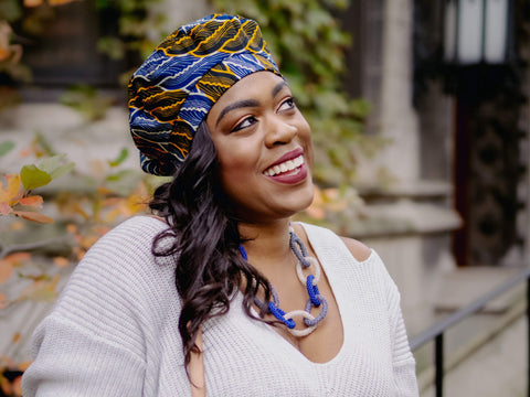 *Naturelle: African Print Red Blue Orange White Beret