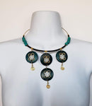 Najia - Blue and Brass Chandelier Necklace