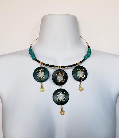 Najia - Blue and Brass Chandelier Necklace