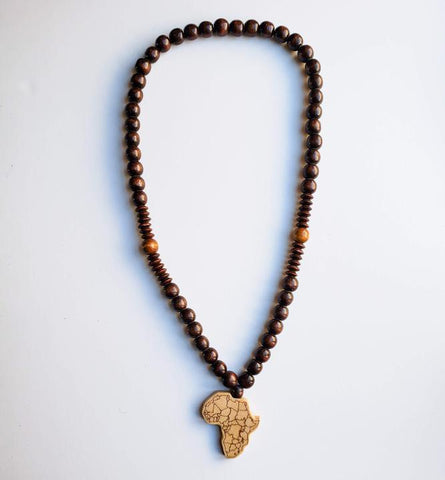 *Sanaa II: Chunky Dark Brown Wooden Beaded Africa Necklace
