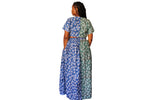 Komla – Green and Blue Floral African Print Maxi Skirt