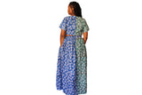 Komla – Green and Blue Floral African Print Maxi Skirt