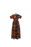Sisi - Burnt Orange and Brown Geometric African Print Maxi Skirt